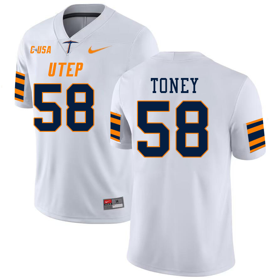 Men-Youth #58 Jaquan Toney UTEP Miners 2023 College Football Jerseys Stitched Sale-White